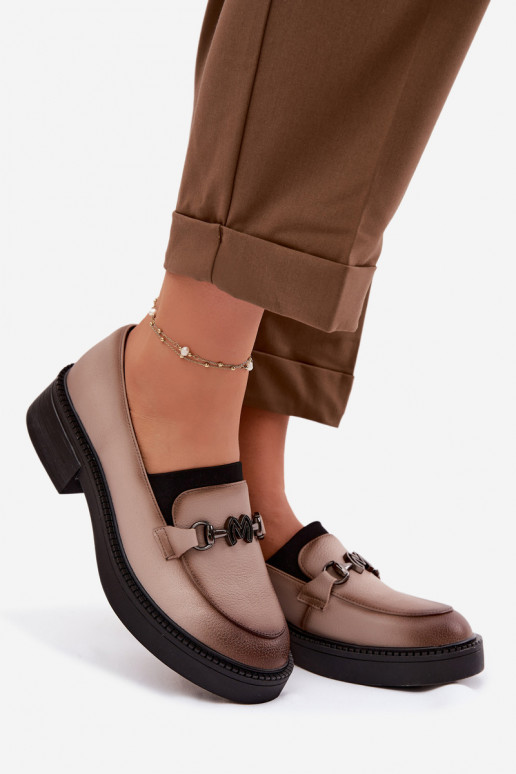 Oda moteriški mokasinai Su puošniais Detalem Vinceza 39985 smėlio spalvos