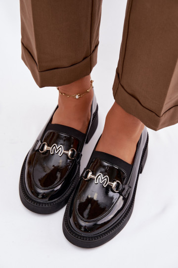 Oda Lakuoti mokasinai Moteriškas Su puošniais Detalem Vinceza 39985 juodos spalvos