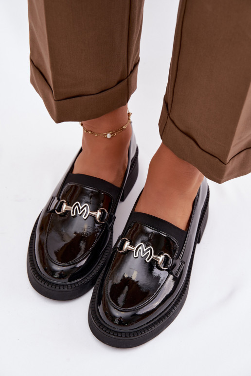 Oda Lakuoti mokasinai Moteriškas Su puošniais Detalem Vinceza 39985 juodos spalvos