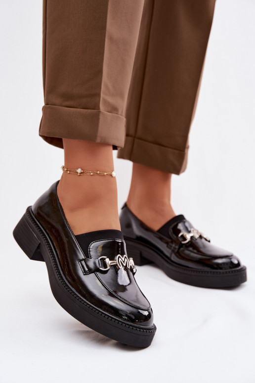 Oda Lakuoti mokasinai Moteriškas Su puošniais Detalem Vinceza 39985 juodos spalvos