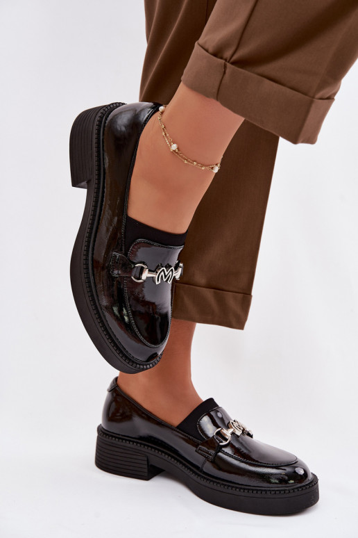 Oda Lakuoti mokasinai Moteriškas Su puošniais Detalem Vinceza 39985 juodos spalvos