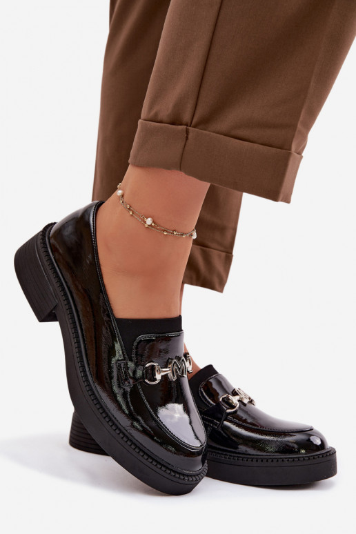 Oda Lakuoti mokasinai Moteriškas Su puošniais Detalem Vinceza 39985 juodos spalvos