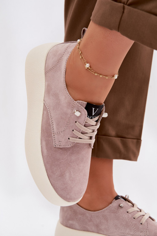 iš zomšos batai Moteriškas su platforma Vinceza 79605 smėlio spalvos