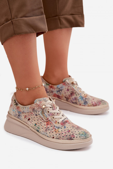 Ažūrinės zomšinės batai Moteriškas Vinceza 79603 smėlio spalvos 2