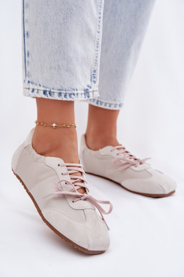 iš zomšos Sneakers modelio batai Žemos moteriškos Big Star TT274599 smėlio spalvos 2