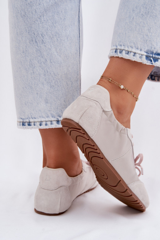 iš zomšos Sneakers modelio batai Žemos moteriškos Big Star TT274599 smėlio spalvos