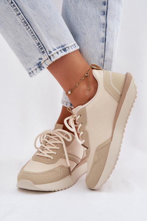 Sneakers modelio batai Moteriškas su platforma Big Star TT274278 smėlio spalvos