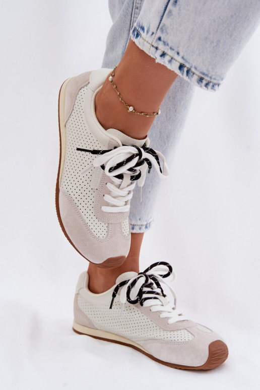 Oda iš zomšos Sneakers modelio batai Moteriškas Big Star TT274555 baltos spalvos