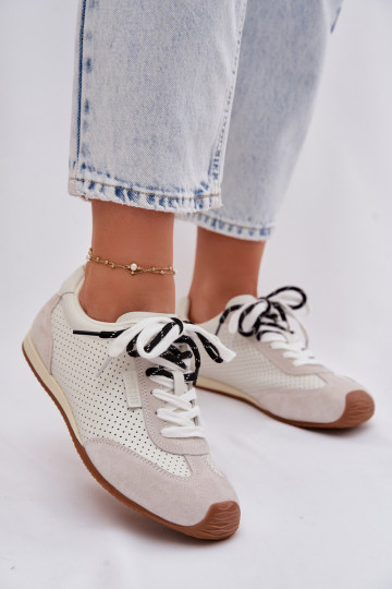 Oda iš zomšos Sneakers modelio batai Moteriškas Big Star TT274555 baltos spalvos 2