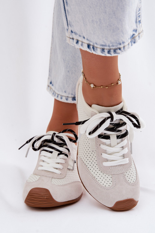 Oda iš zomšos Sneakers modelio batai Moteriškas Big Star TT274555 baltos spalvos