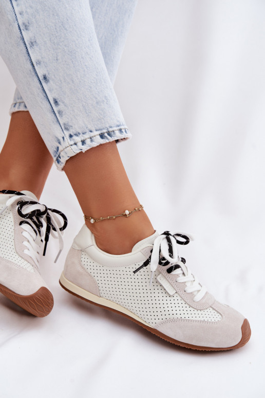 Oda iš zomšos Sneakers modelio batai Moteriškas Big Star TT274555 baltos spalvos