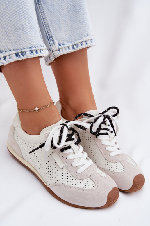 Oda iš zomšos Sneakers modelio batai Moteriškas Big Star TT274555 baltos spalvos