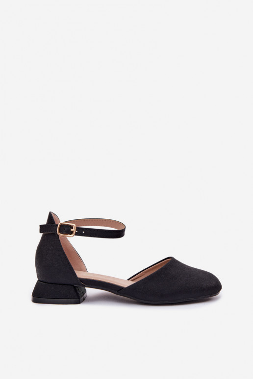 Vaikiški Blizgantys sandalai Ant žemo kulno juodos spalvos Nelly