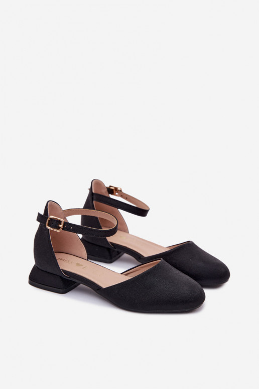 Vaikiški Blizgantys sandalai Ant žemo kulno juodos spalvos Nelly