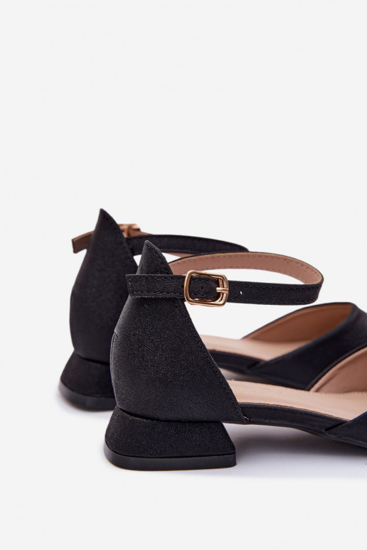 Vaikiški Blizgantys sandalai Ant žemo kulno juodos spalvos Nelly