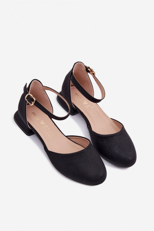 Vaikiški Blizgantys sandalai Ant žemo kulno juodos spalvos Nelly