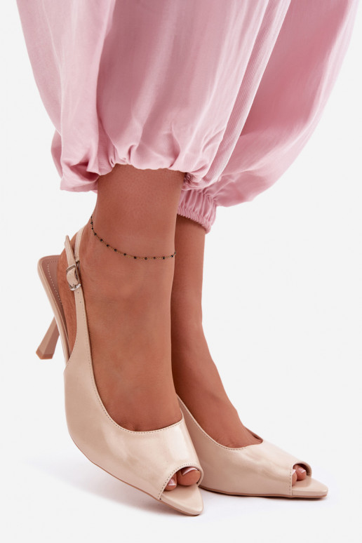 Moteriškos basutės su plonais kulniukais smėlio spalvos Sevina