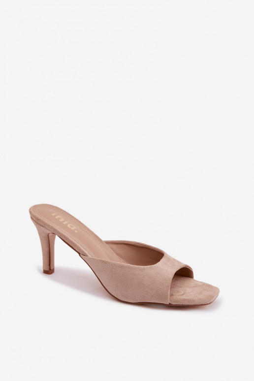 Moteriškos šlepetės Įjungta Smukłym Obcasie smėlio spalvos Revina