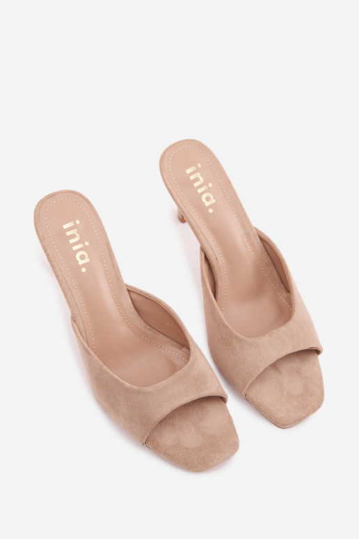 Moteriškos šlepetės Įjungta Smukłym Obcasie smėlio spalvos Revina