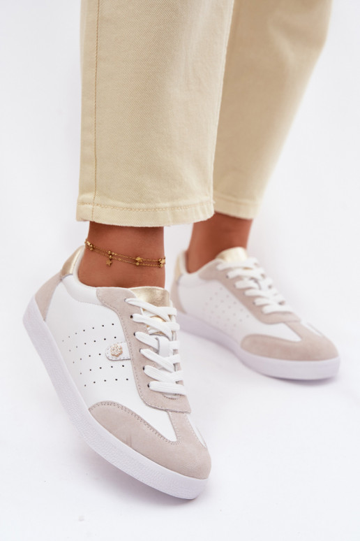 Sneakers modelio batai MoteriškassuĮjungtaturalnej Skóry S.Barski LR61-7091 baltos spalvos