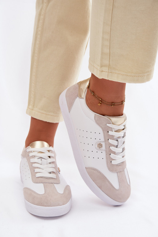 Sneakers modelio batai MoteriškassuĮjungtaturalnej Skóry S.Barski LR61-7091 baltos spalvos