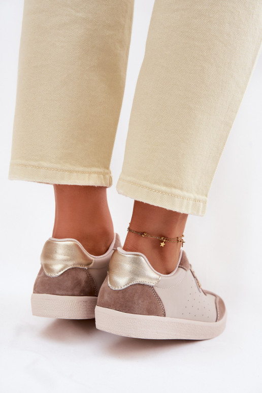 Sneakers modelio batai MoteriškassuĮjungtaturalnej Skóry S.Barski LR61-7091 smėlio spalvos