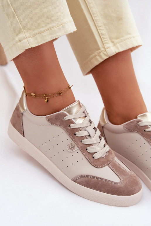 Sneakers modelio batai MoteriškassuĮjungtaturalnej Skóry S.Barski LR61-7091 smėlio spalvos