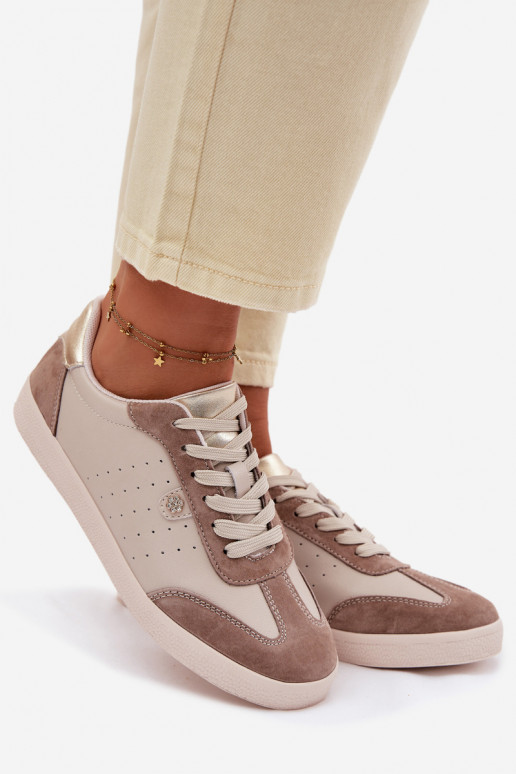 Sneakers modelio batai MoteriškassuĮjungtaturalnej Skóry S.Barski LR61-7091 smėlio spalvos