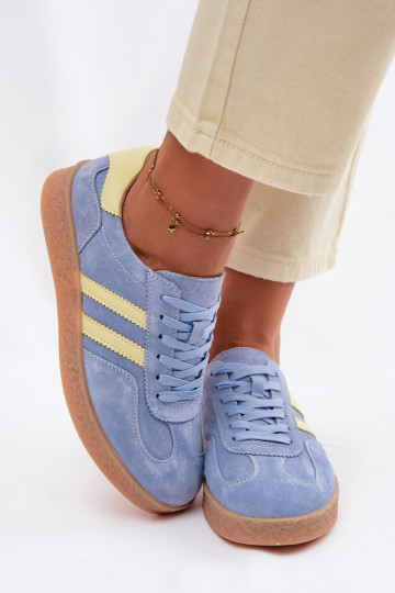 Oda iš zomšos Sneakers modelio batai Moteriškas S.Barski LR61-7089 mėlynos spalvos