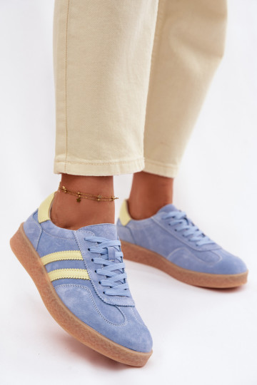 Oda iš zomšos Sneakers modelio batai Moteriškas S.Barski LR61-7089 mėlynos spalvos 2