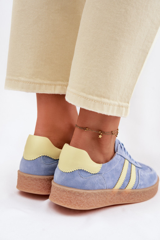 Oda iš zomšos Sneakers modelio batai Moteriškas S.Barski LR61-7089 mėlynos spalvos