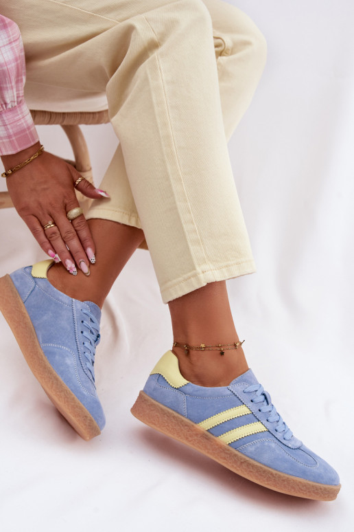 Oda iš zomšos Sneakers modelio batai Moteriškas S.Barski LR61-7089 mėlynos spalvos