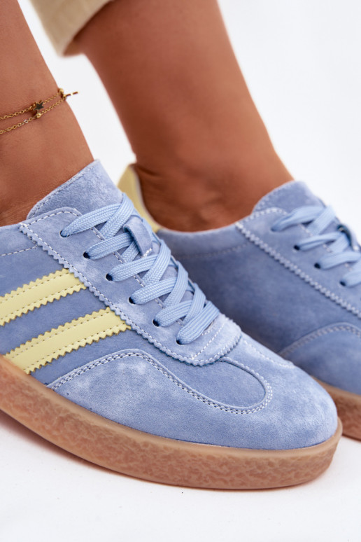 Oda iš zomšos Sneakers modelio batai Moteriškas S.Barski LR61-7089 mėlynos spalvos