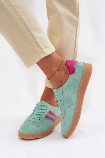 Oda iš zomšos Sneakers modelio batai Moteriškas S.Barski LR61-7089 mėtinės spalvos 2