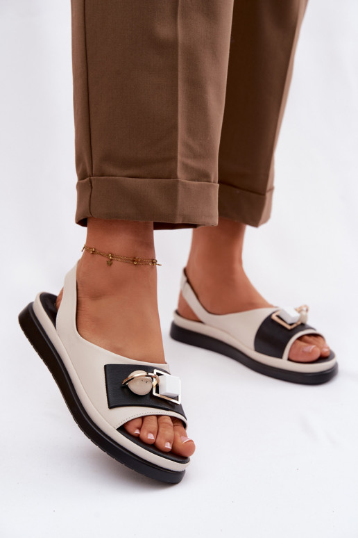 Moteriškos basutės Moteriškas su ornamentais D&A GR61-5932 smėlio spalvos