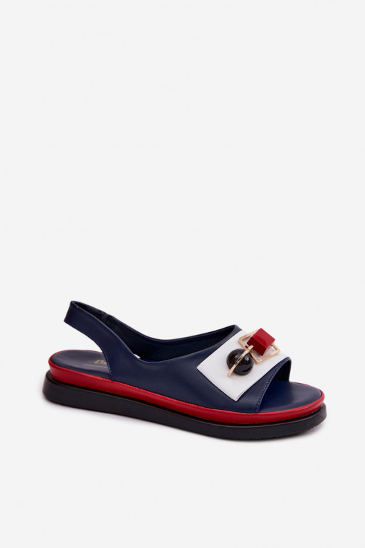 Moteriškos basutės Moteriškas su ornamentais D&A GR61-5932 tamsiai mėlynos spalvos