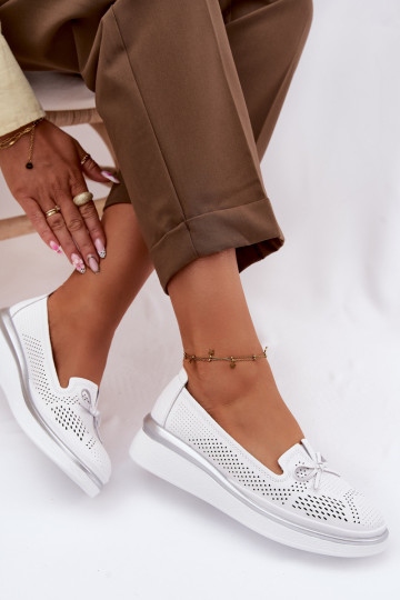 Oda su aužūro elementais batai su platforma S.Barski LR61-7043 baltos spalvos