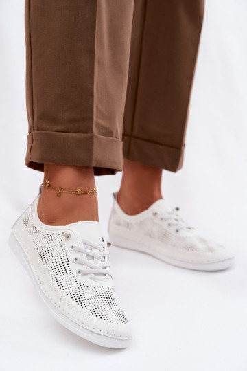 Oda su aužūro elementais batai Moteriškas S.Barski LR61-7083 baltos spalvos