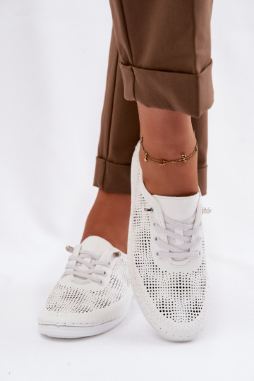 Oda su aužūro elementais batai Moteriškas S.Barski LR61-7083 baltos spalvos 2