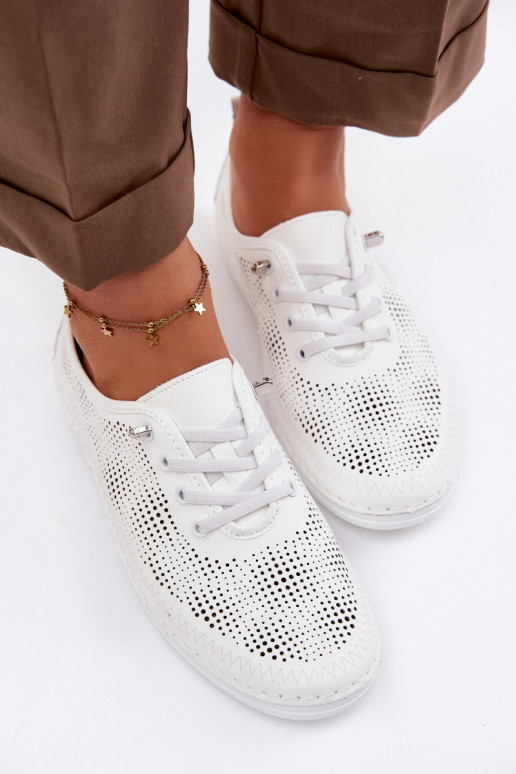 Oda su aužūro elementais batai Moteriškas S.Barski LR61-7083 baltos spalvos