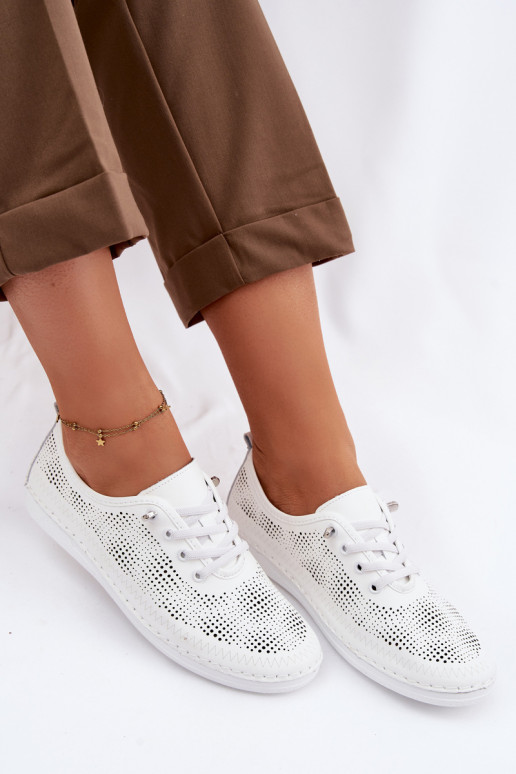 Oda su aužūro elementais batai Moteriškas S.Barski LR61-7083 baltos spalvos