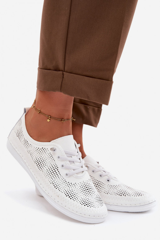 Oda su aužūro elementais batai Moteriškas S.Barski LR61-7083 baltos spalvos