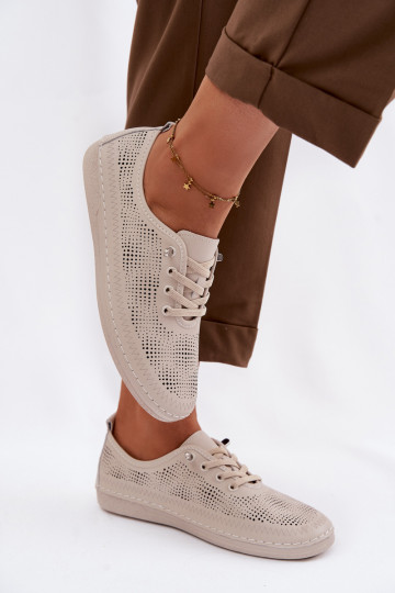 Oda su aužūro elementais batai Moteriškas S.Barski LR61-7083 smėlio spalvos