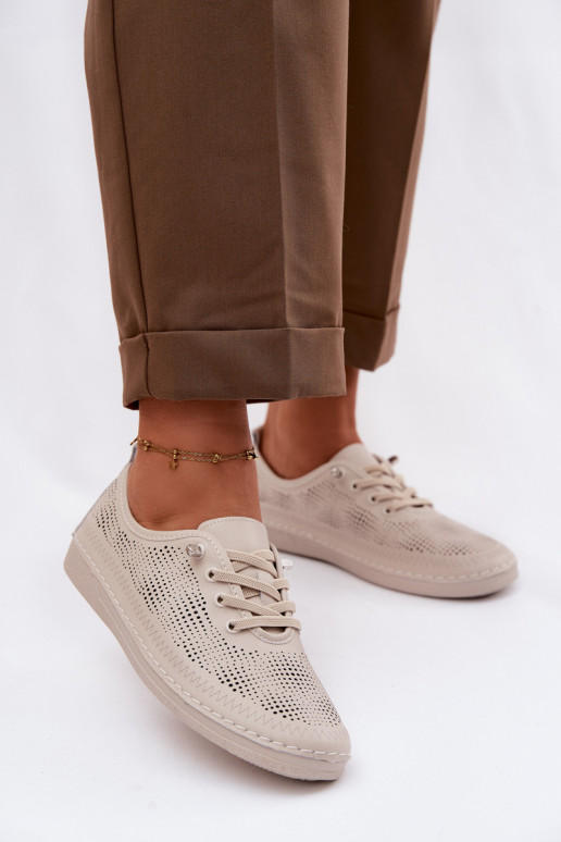 Oda su aužūro elementais batai Moteriškas S.Barski LR61-7083 smėlio spalvos