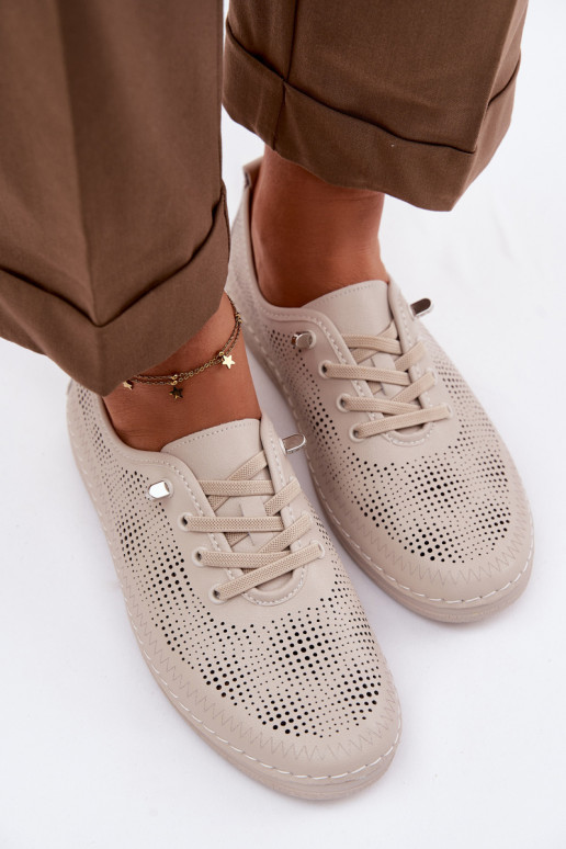 Oda su aužūro elementais batai Moteriškas S.Barski LR61-7083 smėlio spalvos