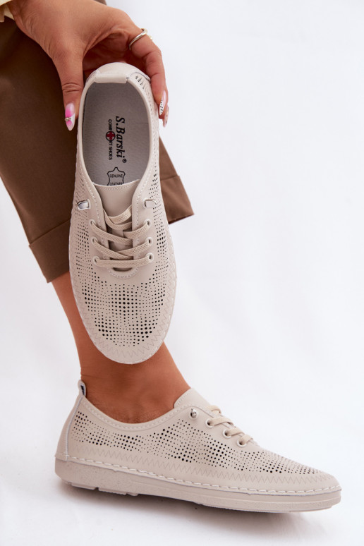 Oda su aužūro elementais batai Moteriškas S.Barski LR61-7083 smėlio spalvos