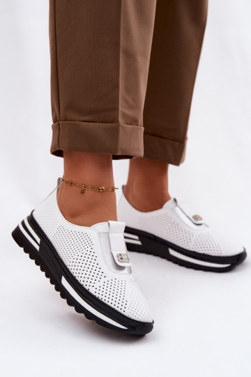 Įsispiriamo modelio batai MoteriškassuĮjungtaturalnej Skóry S.Barski LR61-7092 baltos spalvos 2