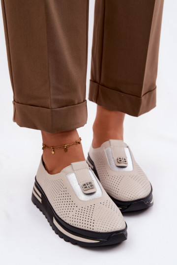 Įsispiriamo modelio batai MoteriškassuĮjungtaturalnej Skóry S.Barski LR61-7092 smėlio spalvos