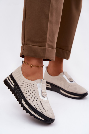 Įsispiriamo modelio batai MoteriškassuĮjungtaturalnej Skóry S.Barski LR61-7092 smėlio spalvos 2