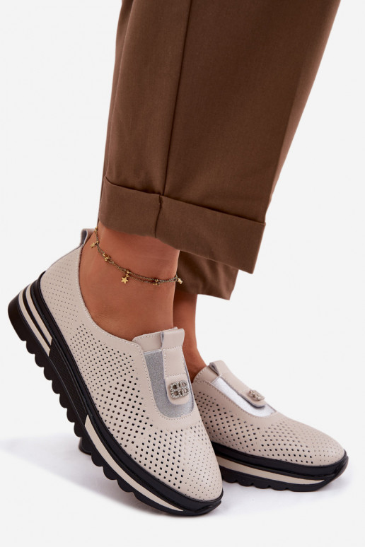 Įsispiriamo modelio batai MoteriškassuĮjungtaturalnej Skóry S.Barski LR61-7092 smėlio spalvos